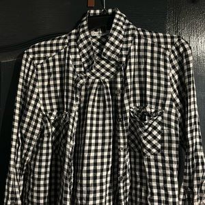 Checkered black and white button up shirt
